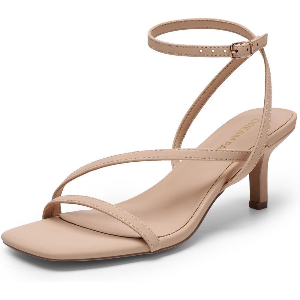image:imageDREAM PAIRS Womens Low Kitten Heels Strappy SandalsNudenubuck