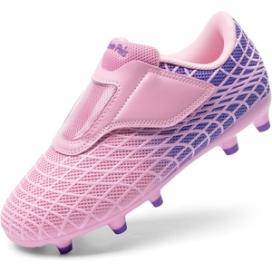 DREAM PAIRS Boys Girls Laceless Soccer Cleats(Pink/Purple)