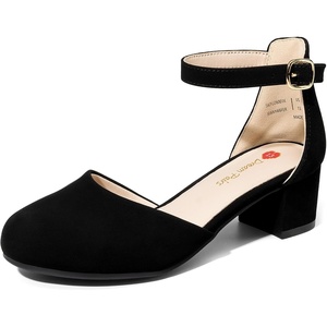 DREAM PAIRS Girls Dress Shoes Wedding Flower Heels(All Black)