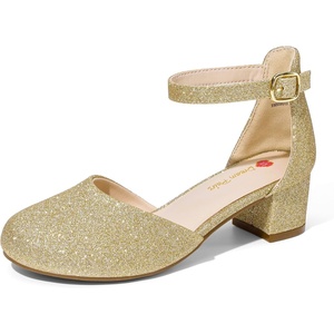 DREAM PAIRS Girls Dress Shoes Wedding Flower Heels(All Gold)
