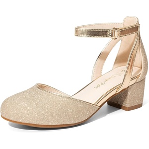 DREAM PAIRS Girls Dress Shoes Wedding Flower Heels(Gold)