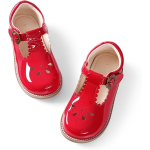 DREAM PAIRS Girls Mary Jane School Flat Dress Shoes(Red)