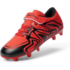 DREAM PAIRS Kids’ Soccer Cleats Boys Girls(Red/Black)