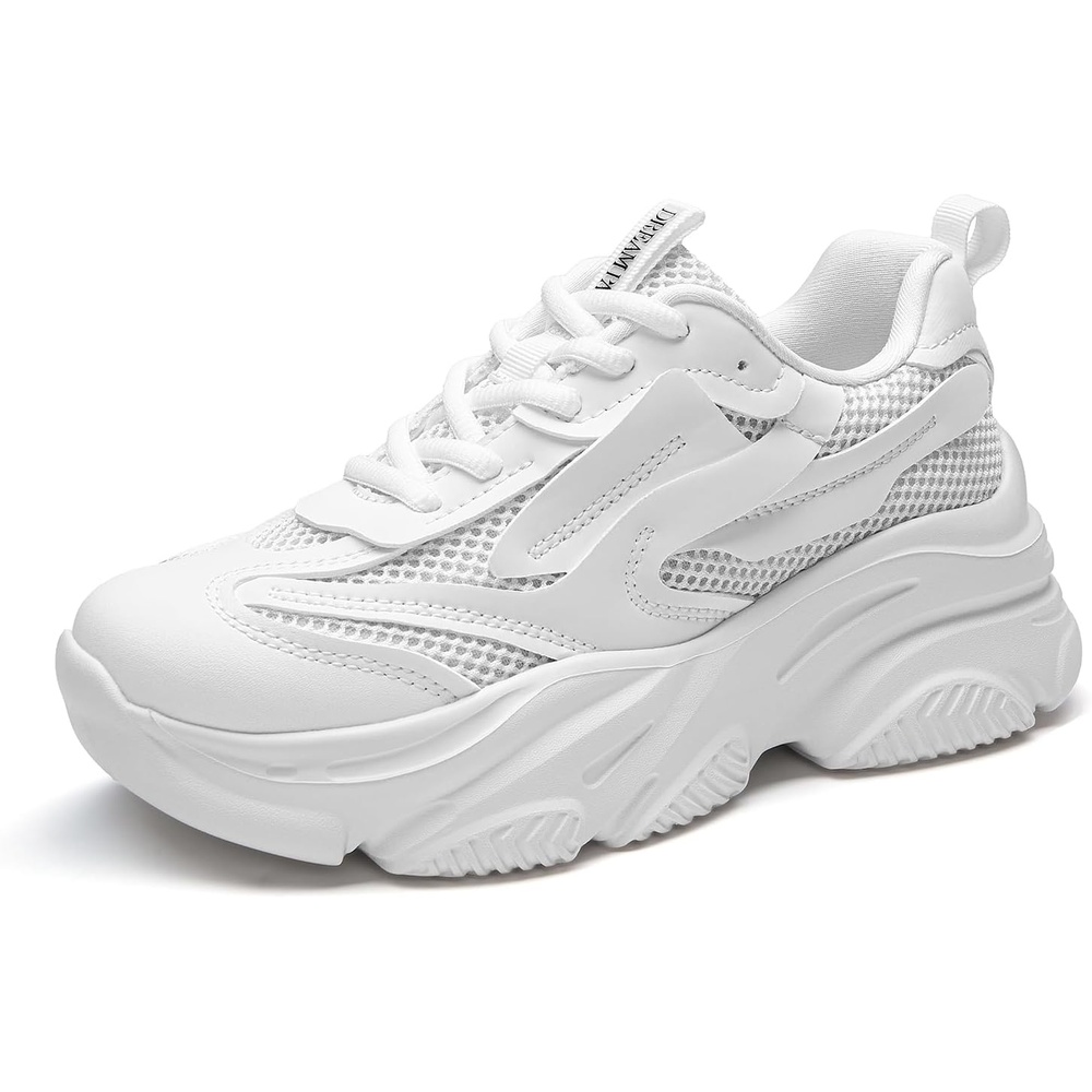 image:imageDREAM PAIRS Womens Platform Chunky Fashion Sneakers Jaxon Walking Lace Up Comfortable Dad Sneakers Workout Sport Work Casual Tennis ShoesWhite