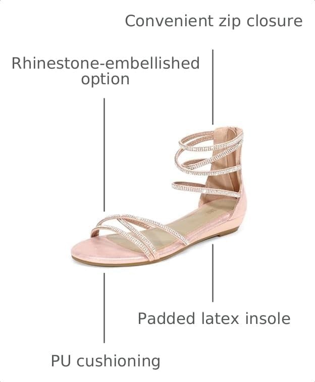 image:imageDREAM PAIRS Womens Strappy Dressy Flat SandalsChampagne
