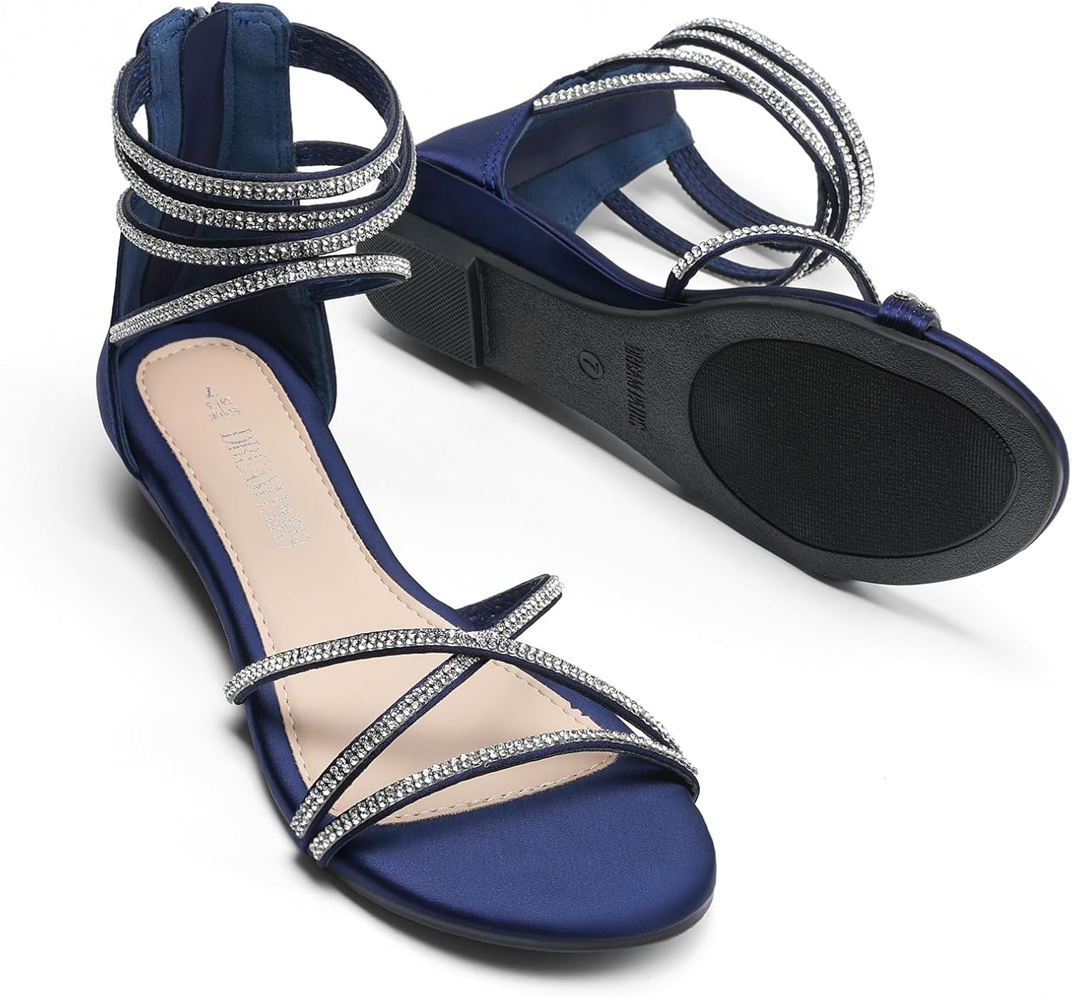 image:imageDREAM PAIRS Womens Strappy Dressy Flat SandalsNavy