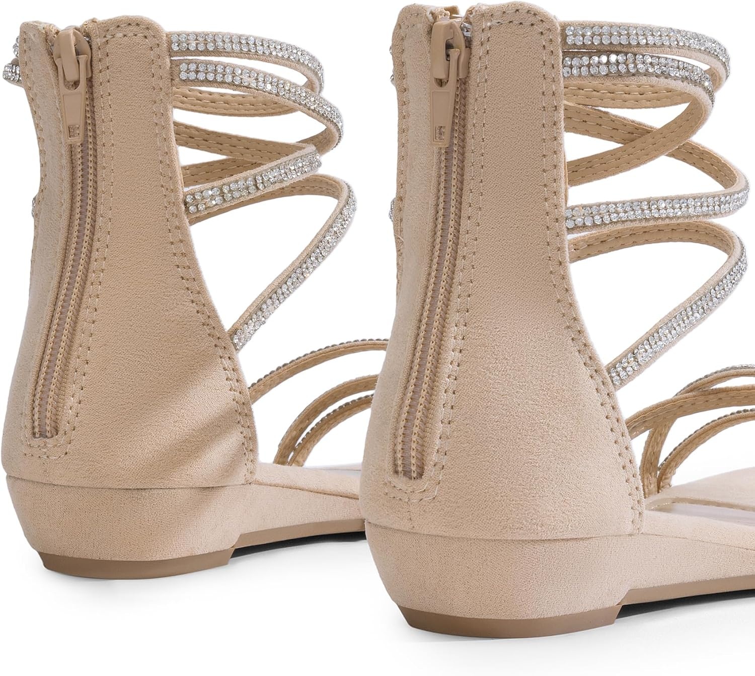 image:imageDREAM PAIRS Womens Strappy Dressy Flat SandalsNude