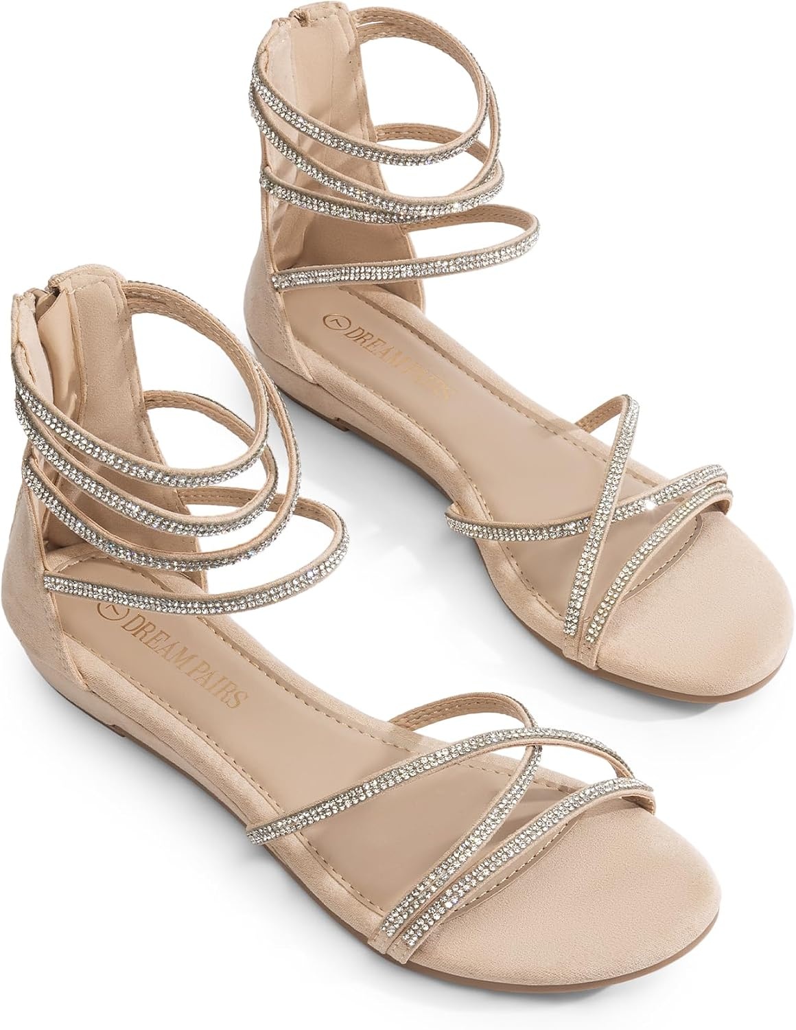 image:imageDREAM PAIRS Womens Strappy Dressy Flat SandalsNude