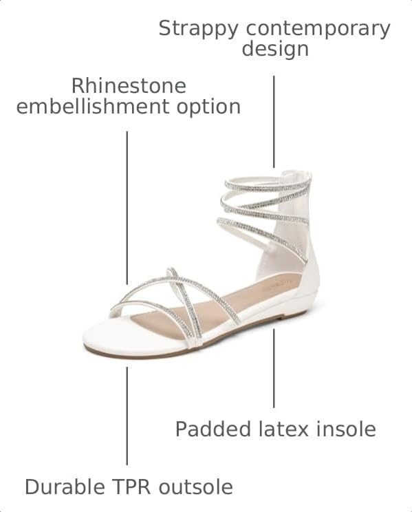 image:imageDREAM PAIRS Womens Strappy Dressy Flat SandalsWhite