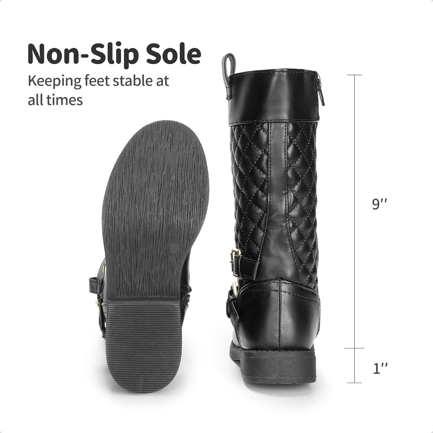 image:imageDREAM PAIRS Girls Knee High Riding BootsBlack