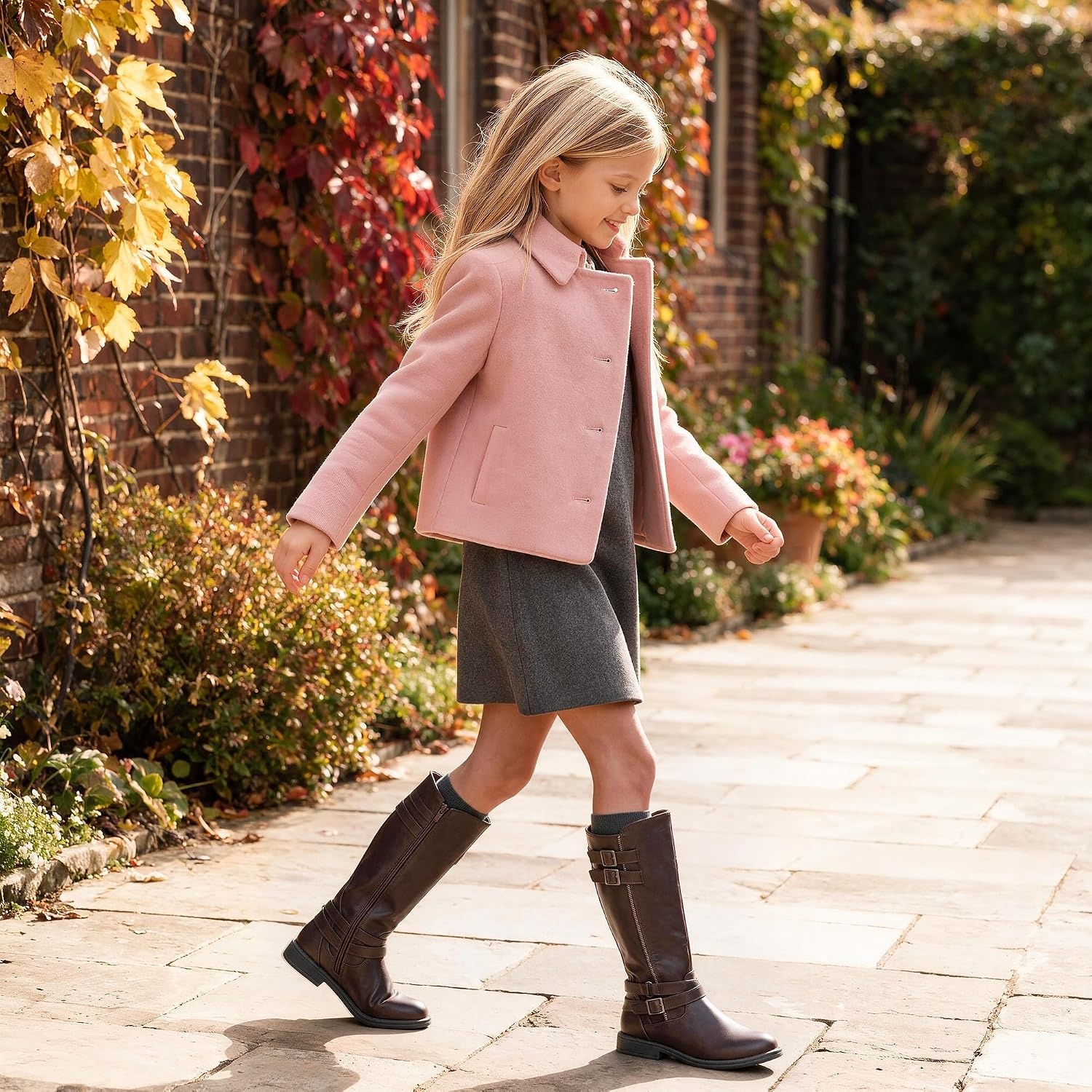image:imageDREAM PAIRS Girls Knee High Riding BootsBrown 03