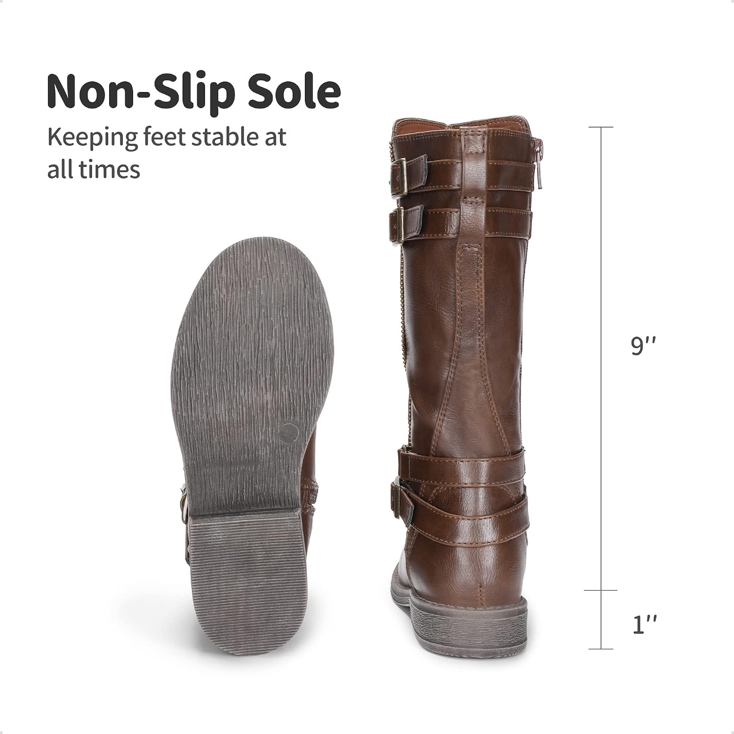 image:imageDREAM PAIRS Girls Knee High Riding BootsBrown 03