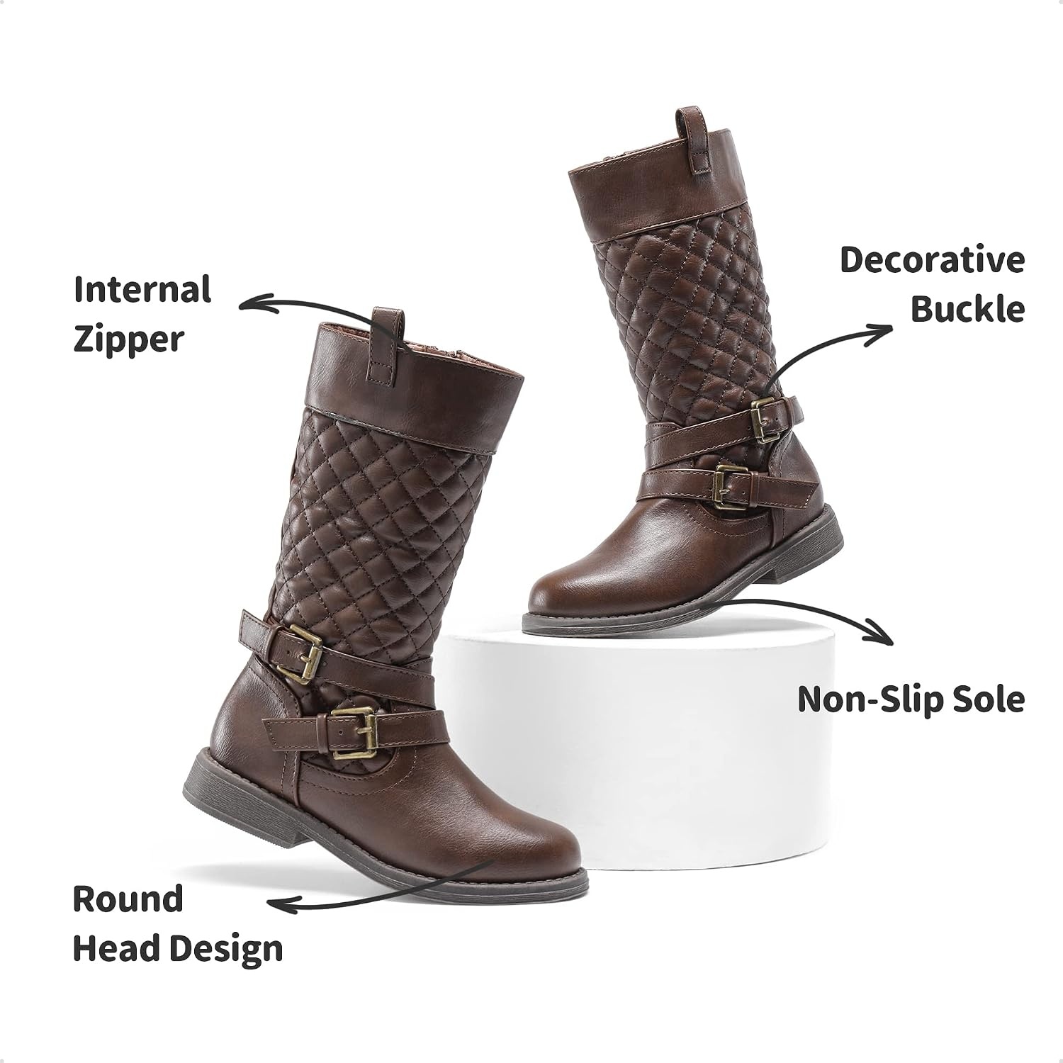 image:imageDREAM PAIRS Girls Knee High Riding BootsBrown