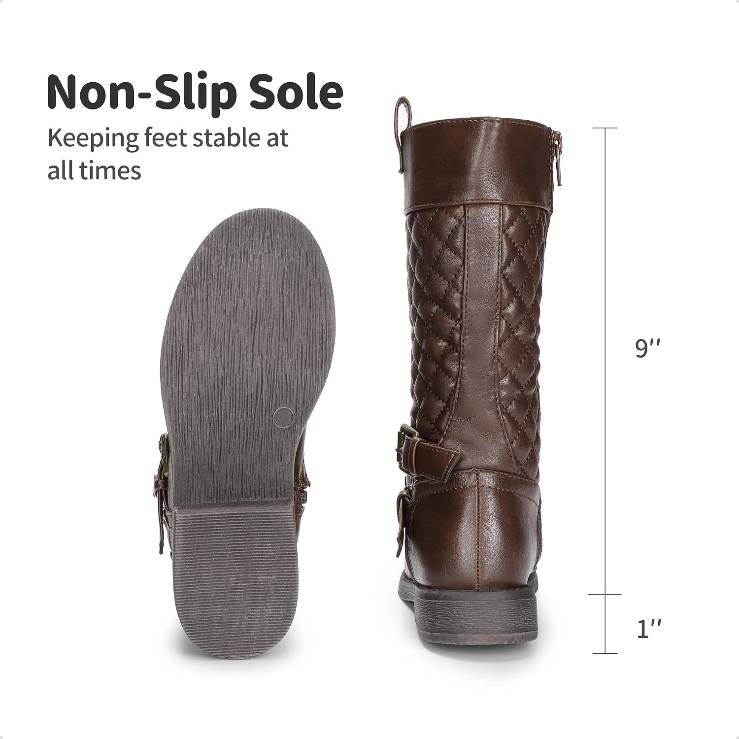 image:imageDREAM PAIRS Girls Knee High Riding BootsBrown