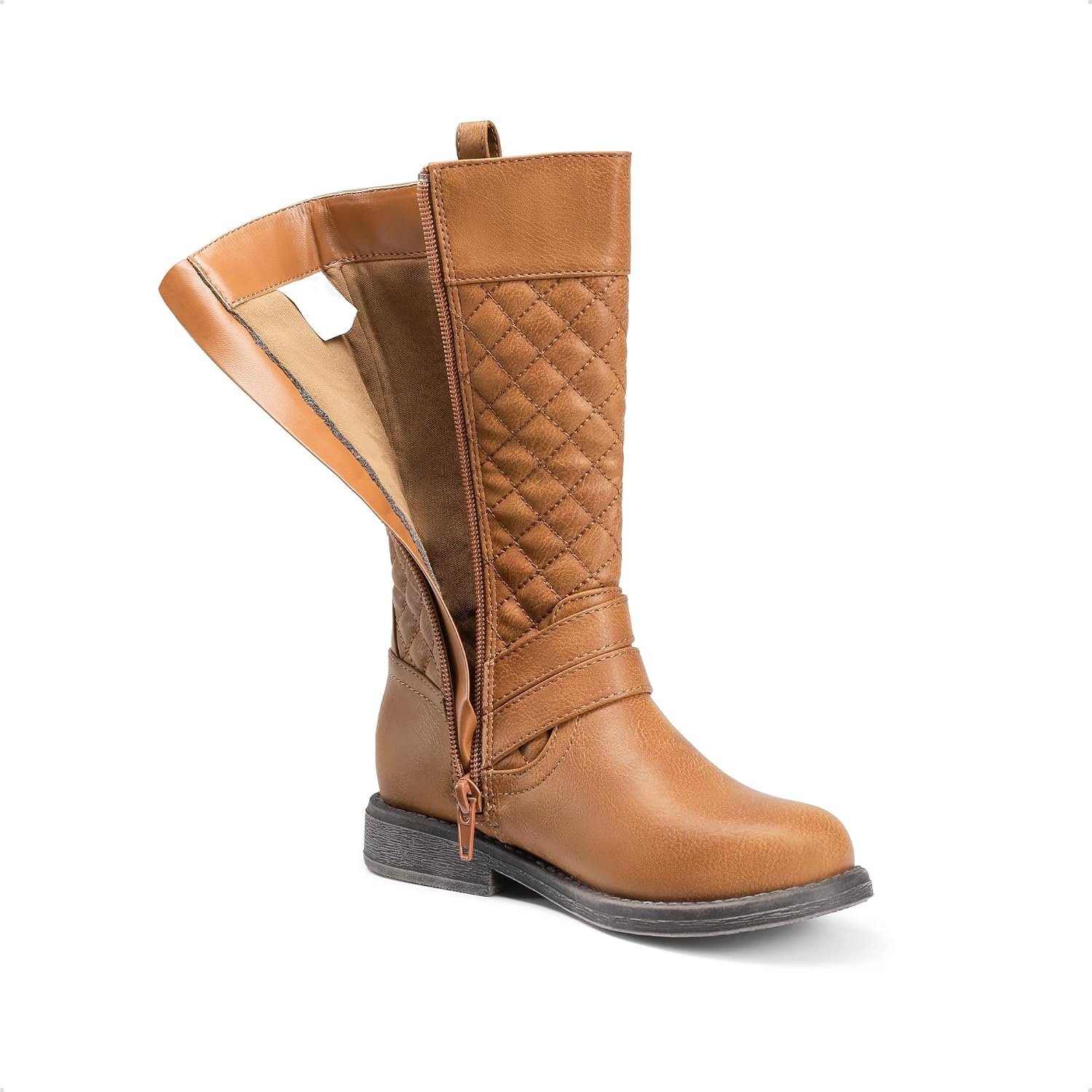 image:imageDREAM PAIRS Girls Knee High Riding BootsTan