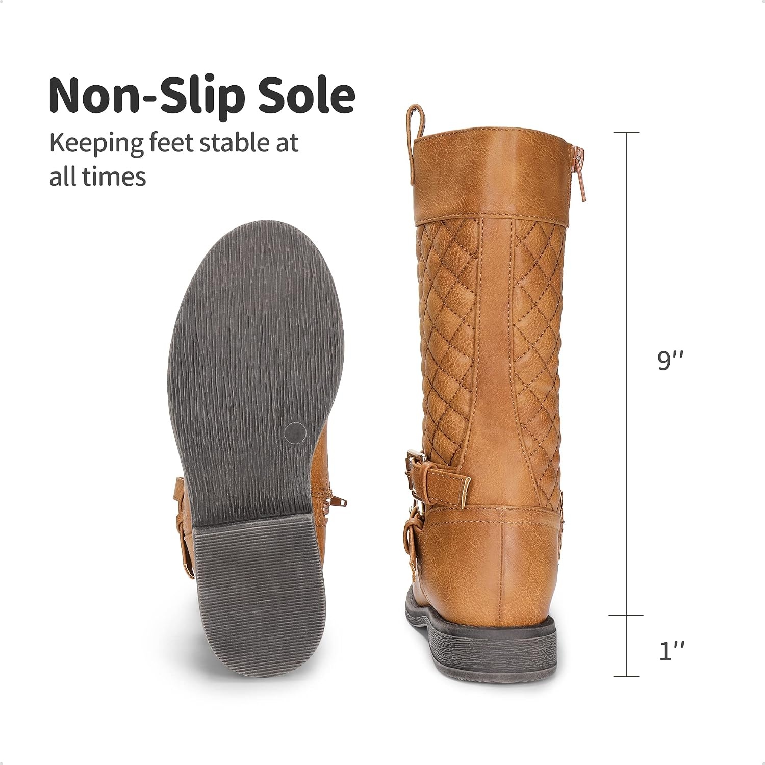 image:imageDREAM PAIRS Girls Knee High Riding BootsTan