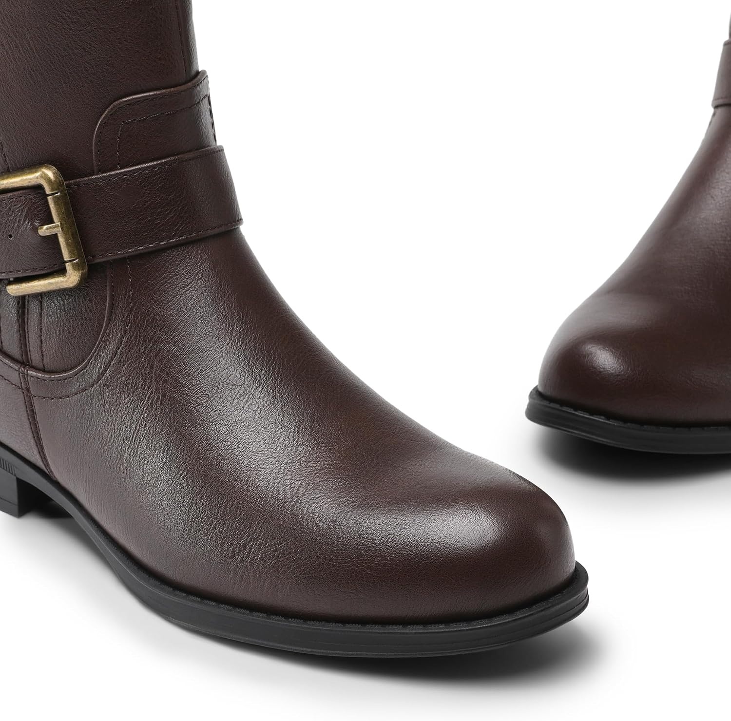 image:imageDREAM PAIRS Womens Knee High Riding Buckle BootsBrown