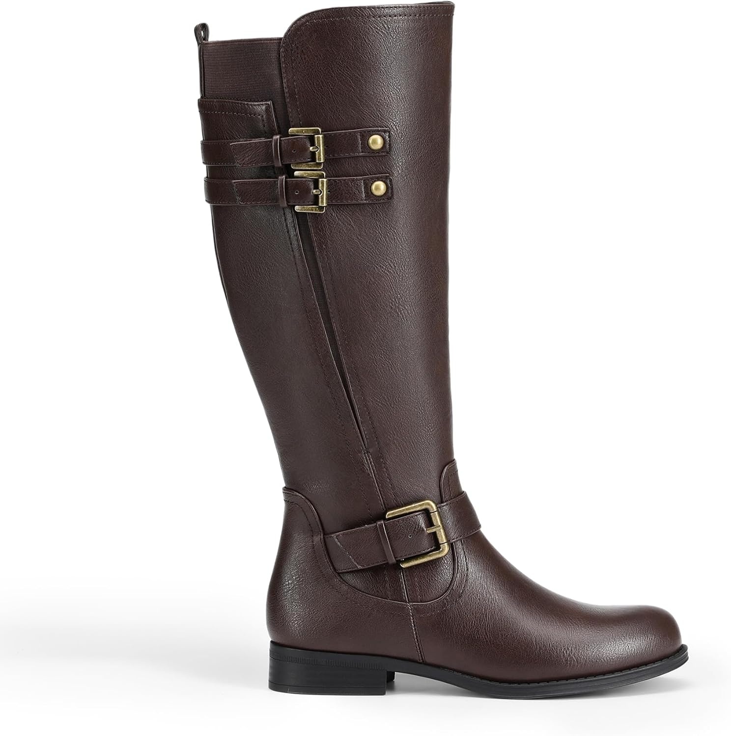 image:imageDREAM PAIRS Womens Knee High Riding Buckle BootsBrown