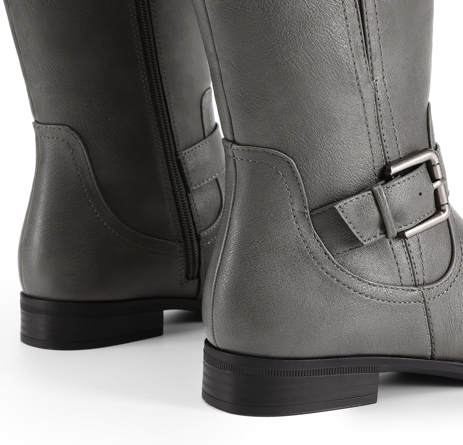 image:imageDREAM PAIRS Womens Knee High Riding Buckle BootsGrey