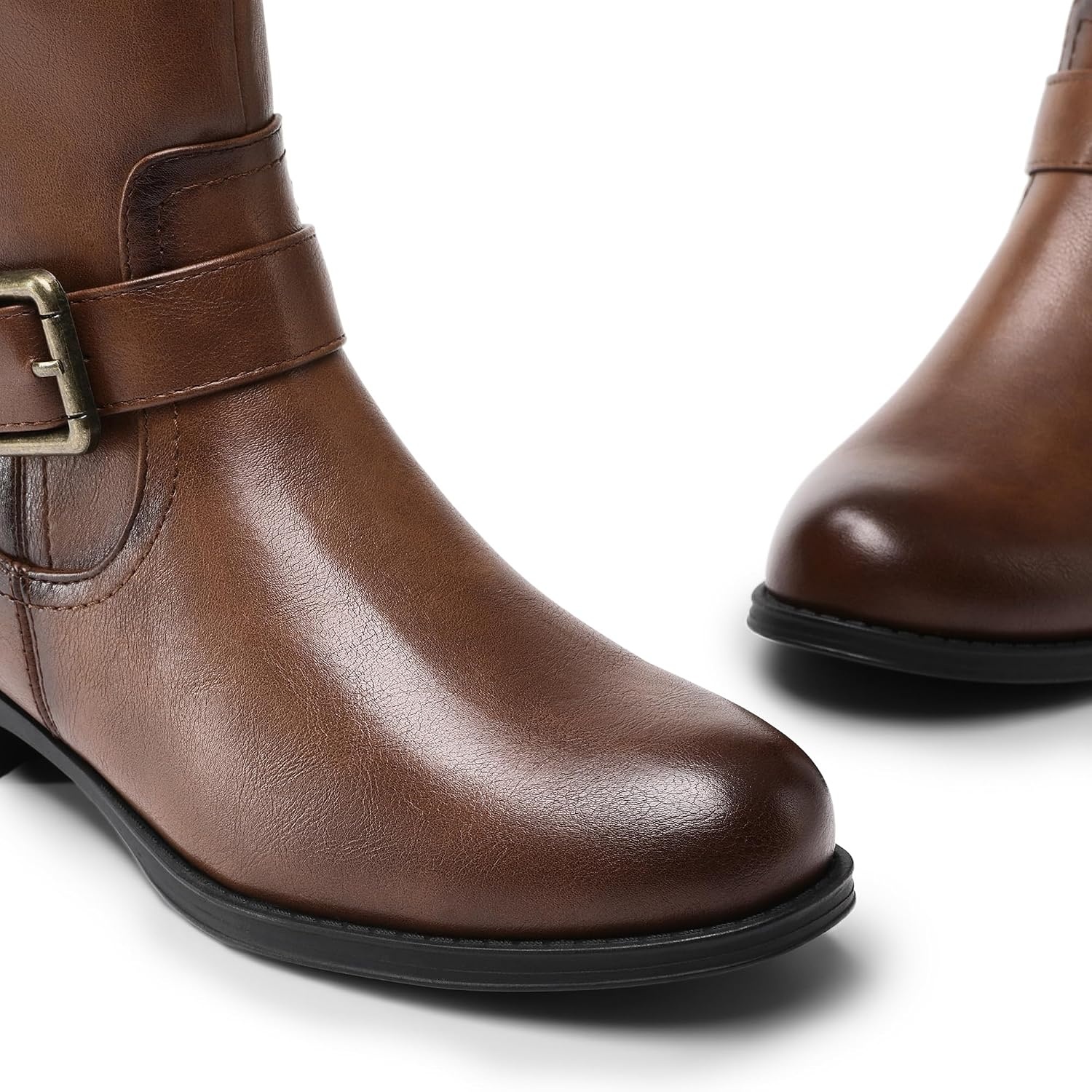 image:imageDREAM PAIRS Womens Knee High Riding Buckle BootsTan