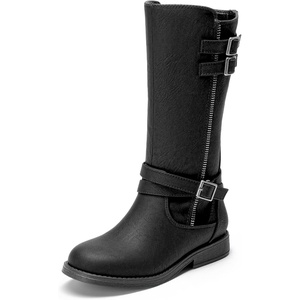 DREAM PAIRS Girls Knee High Riding Boots(Black-nubuck)
