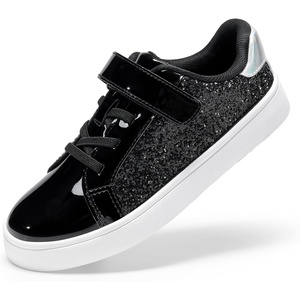 DREAM PAIRS Unisex School Sneakers Tennis Shoes(Black/Silver)